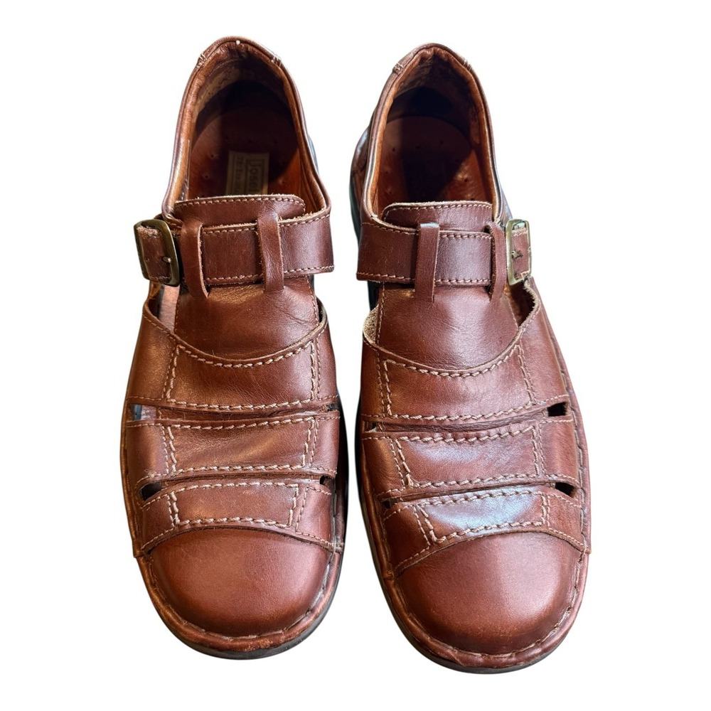Josef‎ Seibel Men's Brown Leather Buckle Fishermans Sandals Size 11.5 M